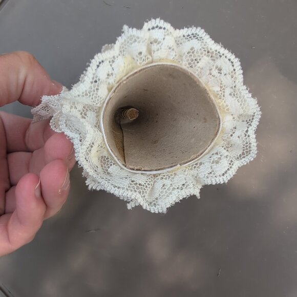 Vintage Lace And Bead Detailed Corn Husk Angel Ornament - Picture 5 of 5